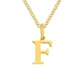 Minimalist gold-plated letter F pendant necklace with slim polished cable chain - Letter F / Gold