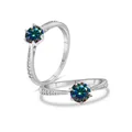 Classic S925 sterling silver six-prong moissanite ring with side accent diamonds - Size 5 / Rainbow