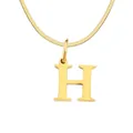 Polished gold snake chain necklace featuring a minimalist uppercase letter H pendant - Letter H / 1 Piece / Gold