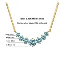 Halskette aus S925 Sterlingsilber mit blauen Moissanit-Steinen in verschiedenen Größen - 2,8 Karat / Gold-Primärblau 2,8 Karat