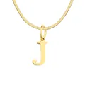 Golden letter J pendant on a sleek snake chain necklace for a minimalist look - Letter J / 1 Piece / Gold