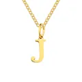 Golden titanium steel chain necklace featuring a polished letter J pendant for women - Letter J / Gold
