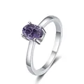 Elegante anello in argento 925 con moissanite viola a taglio ovale e griffe - Viola Chiaro