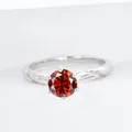 S925 sterling silver ring featuring a 1 carat round red moissanite in a six-prong setting - Red