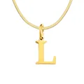 Golden snake chain necklace featuring a polished capital letter L pendant charm - Letter L / 1 Piece / Gold