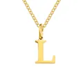 Minimalist gold-plated stainless steel necklace featuring a polished letter L pendant - Letter L / Gold