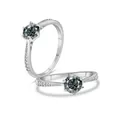 S925 sterling silver classic six-prong ring with grey round moissanite in dual view - Gray