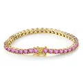 4mm pink moissanite tennis bracelet in 925 sterling silver with secure double clasp - 15CM / Gold Pink