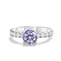 Elegant S925 sterling silver ring featuring a large round purple gemstone and accents - Light Purple