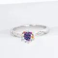 S925 sterling silver ring with 1ct round moissanite in classic six-prong setting - AB Color