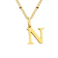 Collier chic doré avec pendentif lettre N et chaîne à perles de style élégant - Lettre N / Or