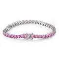 Elegant 6.5mm pink moissanite tennis bracelet in S925 sterling silver with secure clasp - 15CM / Silver Pink
