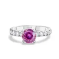 Elegant S925 sterling silver ring featuring a sparkling round-cut pink moissanite stone - Multi-faceted Pink
