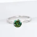 Classic S925 sterling silver ring featuring a 1 carat green moissanite in 6-prong setting - Dark Green