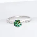 S925 sterling silver twist band ring featuring a 1-carat moissanite in a six-prong setting - Teal