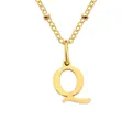 Collier minimaliste doré avec pendentif lettre Q et chaîne à billes délicate - Lettre Q / Or