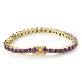 Close-up of gold tennis bracelet featuring purple moissanite and double-locking clasp - 15CM / Gold Purplish Red