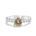 Luxurious S925 sterling silver ring with champagne moissanite and pave diamonds - Original Yellow