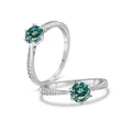 Classic S925 sterling silver six-prong ring with a round blue-green moissanite stone - Teal