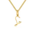 Golden letter L necklace with hollow heart detail on a polished flat curb chain - Letter S / Gold