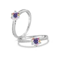 Classic S925 sterling silver six-prong moissanite engagement ring with side stones - AB Color