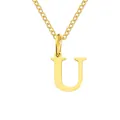 Elegant gold titanium steel necklace featuring a polished letter U alphabet pendant - Letter U / Gold