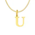 Golden titanium steel snake chain necklace with vintage letter U pendant for women - Letter U / 1 Piece / Gold
