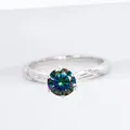 S925 silver ring with 1ct rainbow moissanite stone in a classic six-prong setting - Rainbow