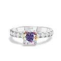 Elegant S925 sterling silver ring with a colorful moissanite main stone for women - AB Color