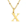 Élégant pendentif lettre X dorée avec chaîne à billes minimaliste pour femmes en métal - Lettre X / Or