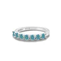 Detailed shot of 925 sterling silver band with seven sparkling blue moissanite stones - US Size 7 / Original Blue