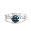 Exquisite S925 sterling silver moissanite ring for women with colorful gemstone - Rainbow