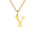 Minimalist gold titanium necklace with a polished letter Y pendant for women - Letter Y / Gold