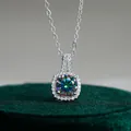 Elegant s925 silver necklace with a 1-carat rainbow moissanite pendant in halo setting - Rainbow
