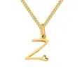 Golden necklace featuring a letter Z pendant with a cutout heart detail and fine chain - Letter Z / Gold