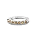 Detail showing S925 hallmark on silver band with seven champagne round-cut gemstones - US Size 7 / Original Yellow