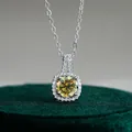 S925 silver necklace with 1ct yellow-green moissanite pendant on green velvet - Yellow-Green