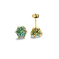 Sparkling moissanite stud earrings in gold-plated S925 sterling silver six-prong setting - Small Style / Teal