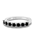 Elegant 925 sterling silver ring featuring seven round-cut black moissanite stones - US Size 7 / Black