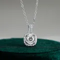 Elegant S925 sterling silver halo pendant necklace with 1 carat moissanite and fine chain - White 100-Facet Cut