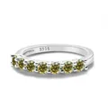 S925 sterling silver row ring featuring seven sparkling yellow-green moissanite stones - US Size 7 / Yellow-Green