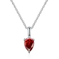 Dettaglio del ciondolo in moissanite rossa a goccia con montatura in argento 925 - Moissanite Rossa / Rosso
