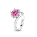 Ring aus S925 Sterlingsilber mit einem 2 Karat rosa Moissanit in einer Sechs-Klauen-Fassung - Rosa