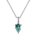Dettaglio della collana in argento s925 con moissanite verde acqua 1ct taglio a pera - Moissanite Verde Bluastro / Teal