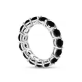 Eternity-Ring aus S925 Sterlingsilber mit schwarzen Moissanit-Steinen im Rundschliff - US 5 / Schwarz