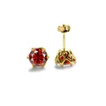 Orecchini a perno in argento S925 placcato oro con pietra moissanite rosso scuro - Rosso