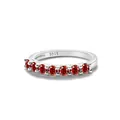 Elegant 925 sterling silver ring featuring seven sparkling red gemstones in a row - US 6 / Red