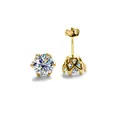 Orecchini a perno in moissanite in argento S925 placcato oro con castone a corona a sei griffe - Bianco