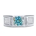 Men's 925 sterling silver ring featuring a large blue stone and side pave diamonds - Size 8 / Original Blue