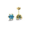 Orecchini classici a sei griffe in argento S925 con pietra di moissanite di colore blu chiaro - Acqua